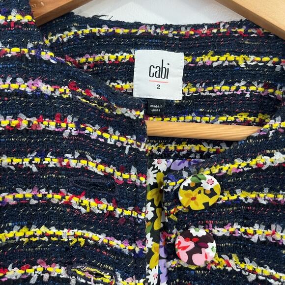 Cabi Headline Topper Floral Tweed Belted Button Down Coat Style 5660 Size 2 - Picture 7 of 10
